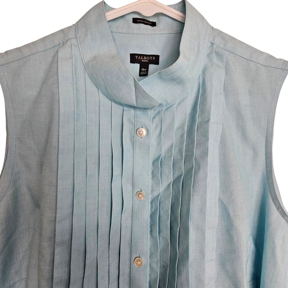 Talbots Pleated Front Button Up Blouse Office Cas… - image 2